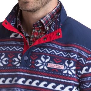 Vineyard Vines Boy'sFair Isle Snap Fleece Pullover